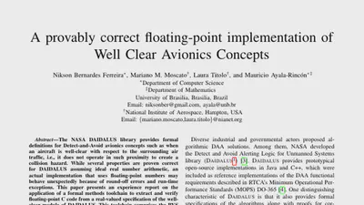 A Provably Correct Floating-Point Implementation of Well Clear Avionics Concepts featured image